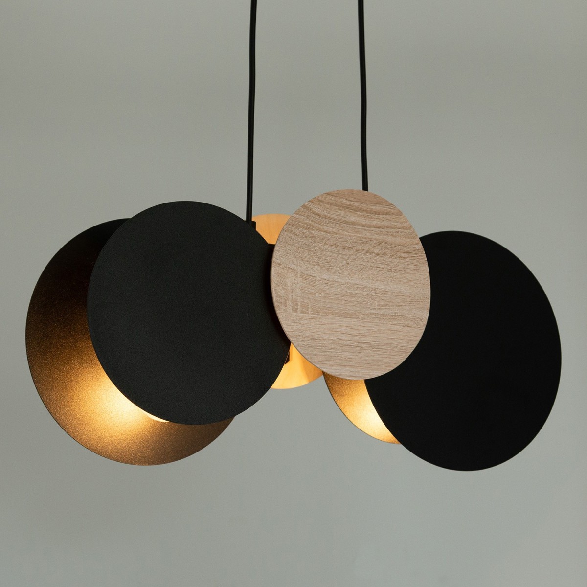 efektowna oprawa Sigma TOLA lampa wisząca 41092 kolor czarny-dąb 2xE27 15W Led