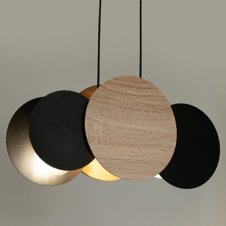 efektowna oprawa Sigma TOLA lampa wisząca 41093 kolor czarny-dąb 3xE27 15W Led