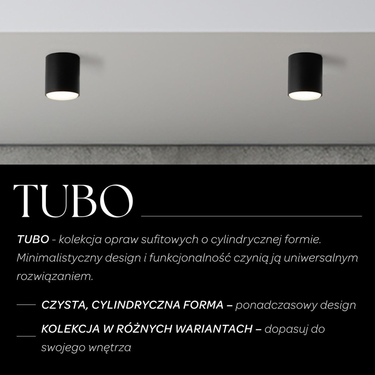 olśniewająca oprawa Sigma TUBO plafon 40841 kolor czarny 1xGX5312w led