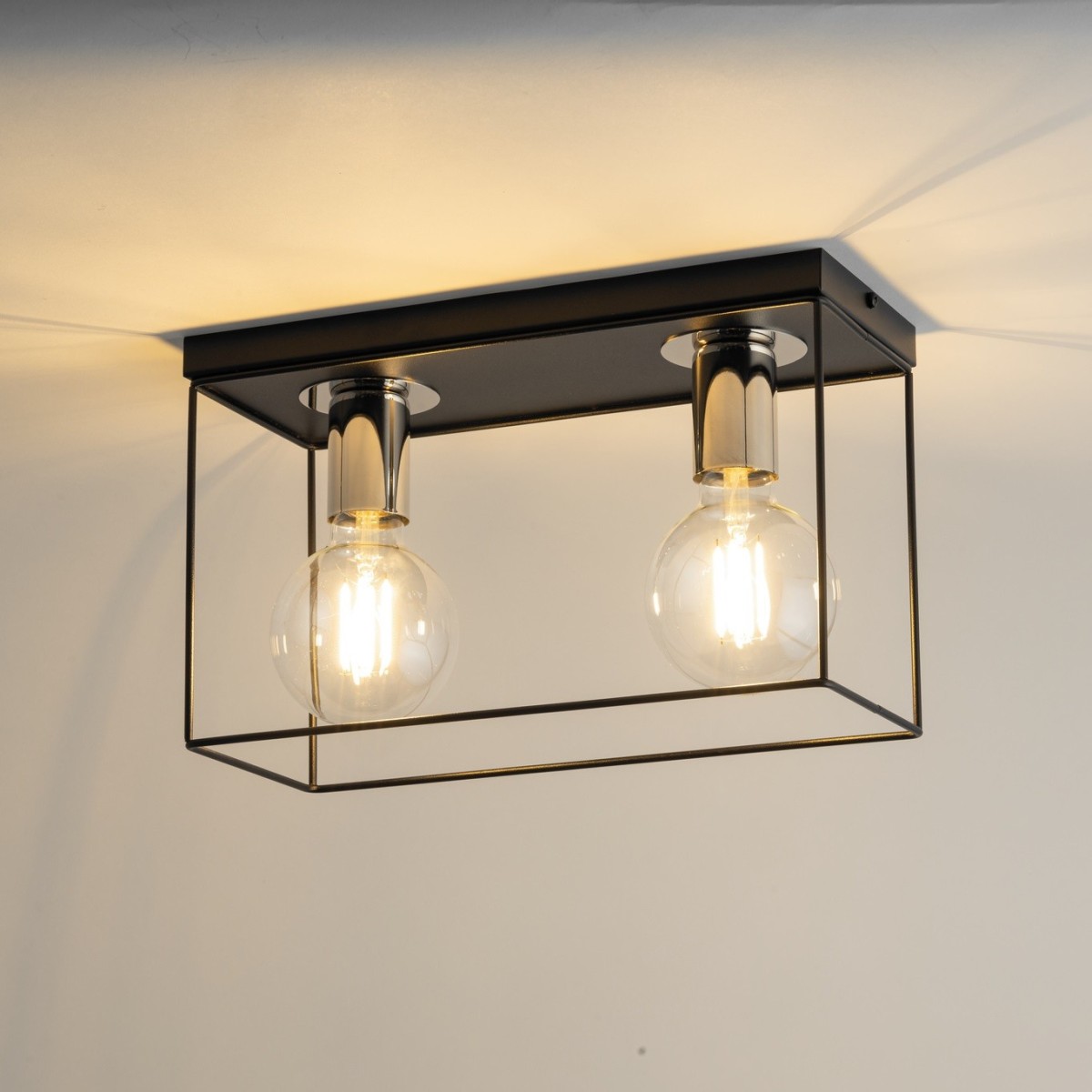 unikalna oprawa Sigma Vox plafon 40699 kolor czarny- srebrny 2 x E27 15W Led