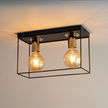 urokliwa oprawa Sigma Vox plafon 40703 kolor czarny- złoty 2 x E27 15W Led