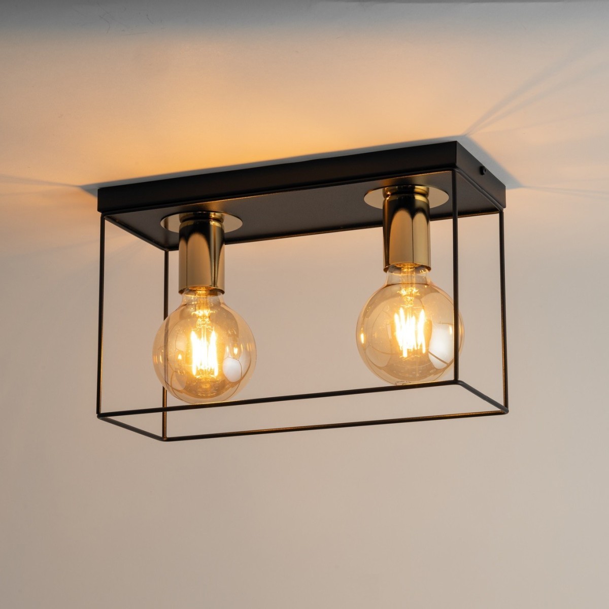 urokliwa oprawa Sigma Vox plafon 40703 kolor czarny- złoty 2 x E27 15W Led