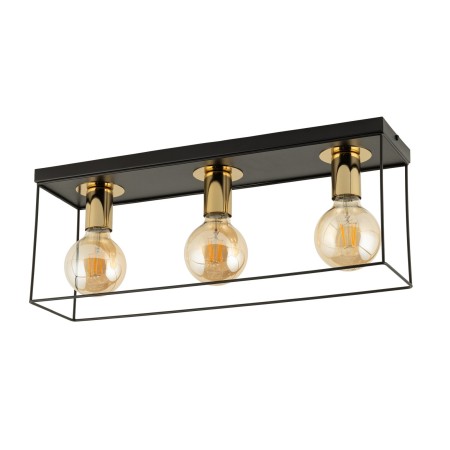 wdzięczna oprawa Sigma Vox plafon 40704 kolor czarny- złoty 3 x E27 15W Led
