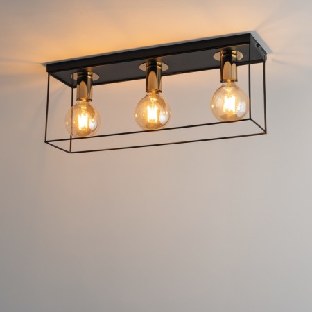 wdzięczna oprawa Sigma Vox plafon 40704 kolor czarny- złoty 3 x E27 15W Led