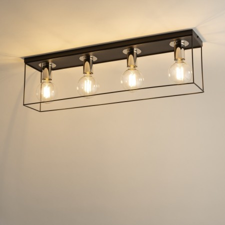 wytworna oprawa Sigma Vox plafon 40701 kolor czarny- srebrny 4 x E27 15W Led