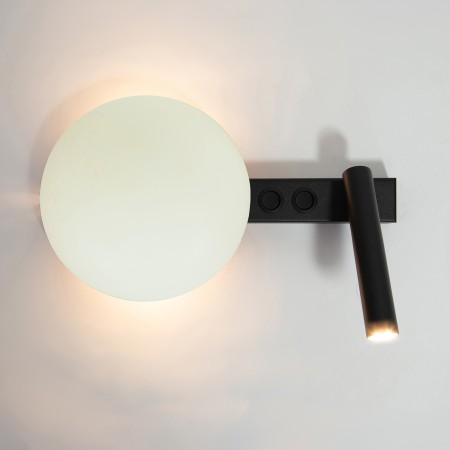 charakterystyczna oprawa Sigma HOTEL MOOD kinkiet 41367 kolor czarny 1XG9 12W led- 1XG9 3W led