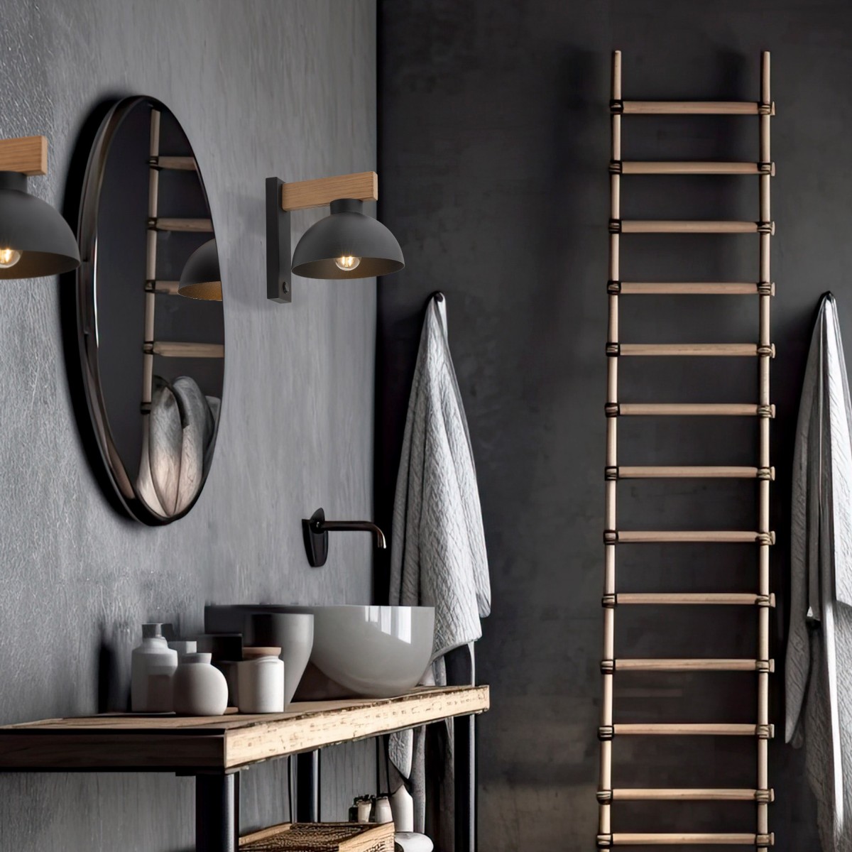 Lampa ścienna TK-Lighting OSLO TKL4961  Kinkiet kolor - orzech - czarny styl Skandynawski  Industrialny