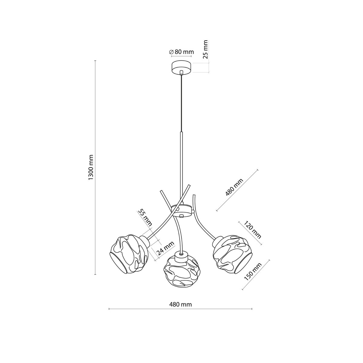 Lampa wisząca TK-Lighting ZULIA TKL5748 kolor - czarny - grafitowy styl Nowoczesny  Glamour