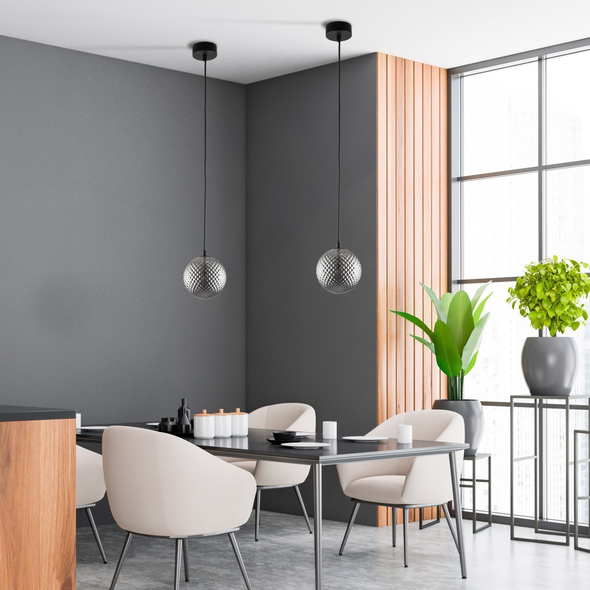 Lampa wisząca TK-Lighting ELENA TKL5745 kolor - czarny - grafitowy styl Nowoczesny  Glamour