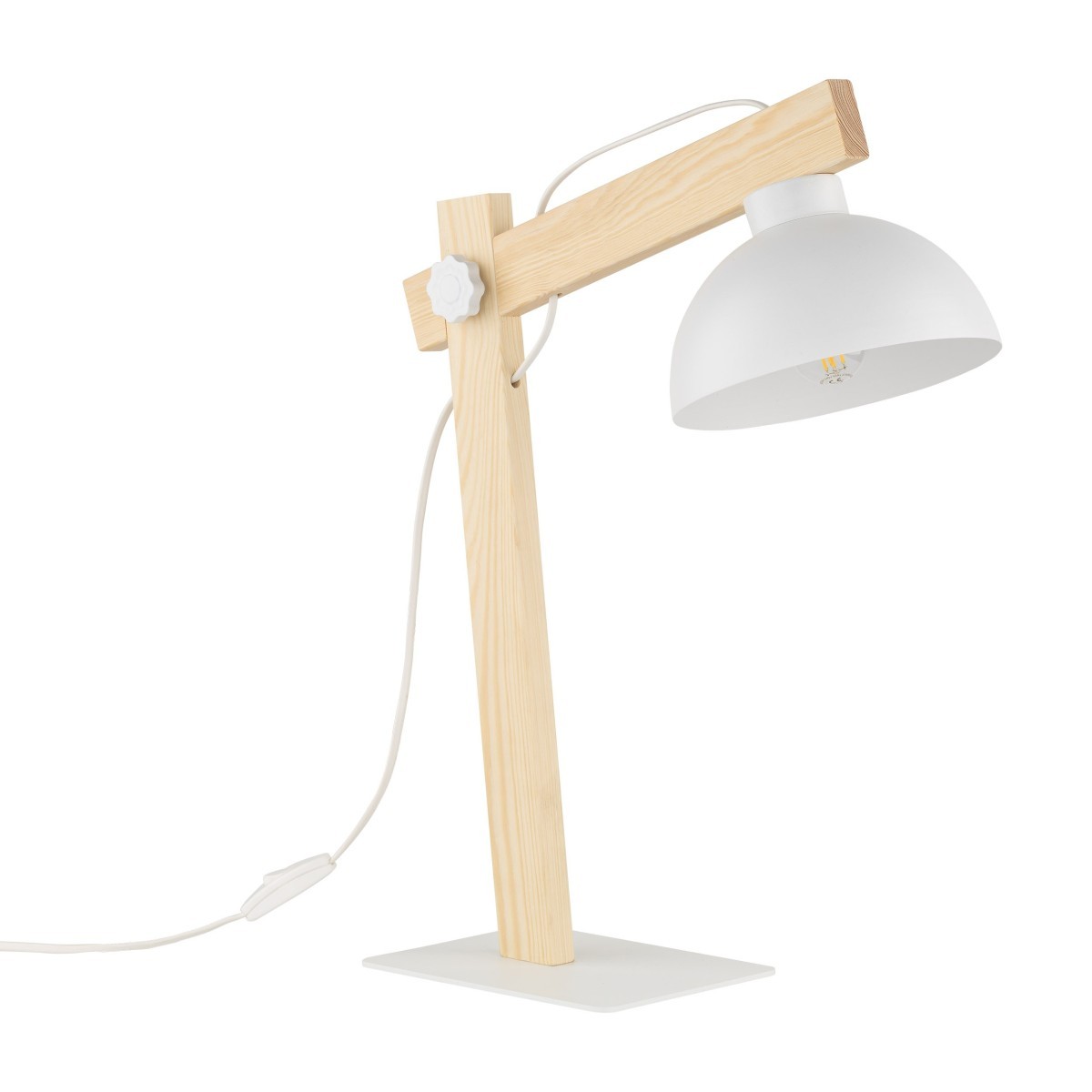 Lampka nocna TK-Lighting OSLO TKL5347 kolor - biały - sosna styl Skandynawski  Industrialny