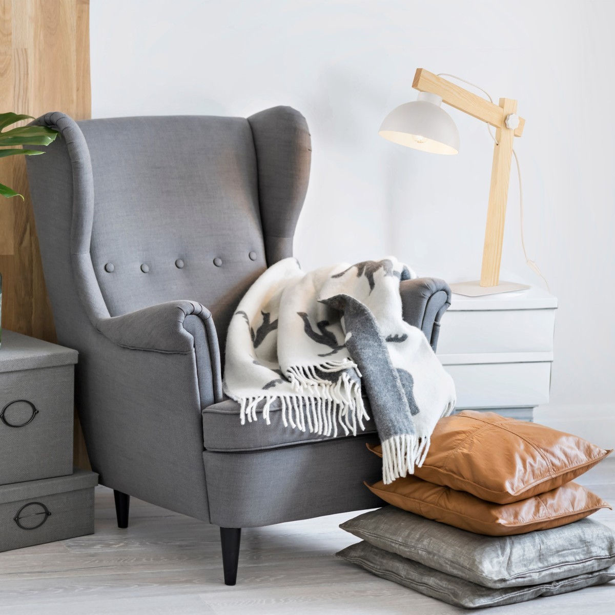 Lampka nocna TK-Lighting OSLO TKL5347 kolor - biały - sosna styl Skandynawski  Industrialny