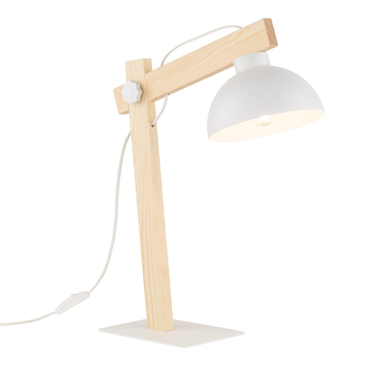 Lampka nocna TK-Lighting OSLO TKL5347 kolor - biały - sosna styl Skandynawski  Industrialny