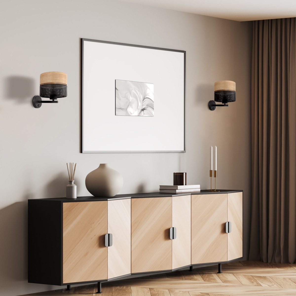 Lampa ścienna TK-Lighting NICOL TKL6539  Kinkiet kolor - czarny - brązowy styl Nowoczesny  Boho