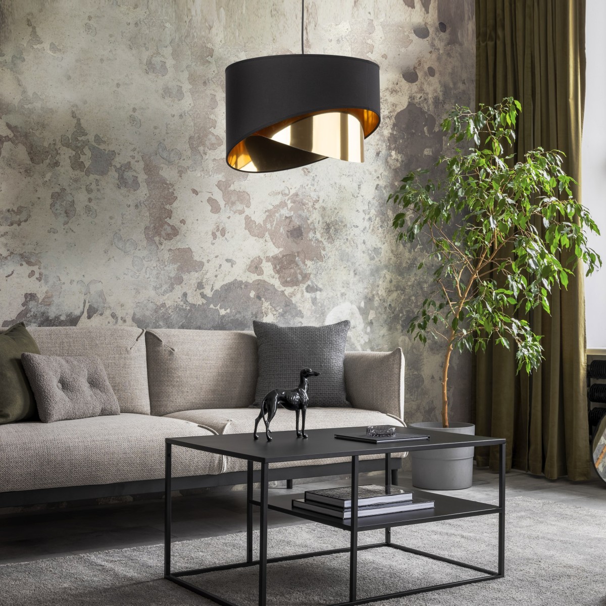 Lampa wisząca TK-Lighting GRANT TKL4823  Lampa sufitowa kolor - czarny - złoty styl Nowoczesny  Glamour