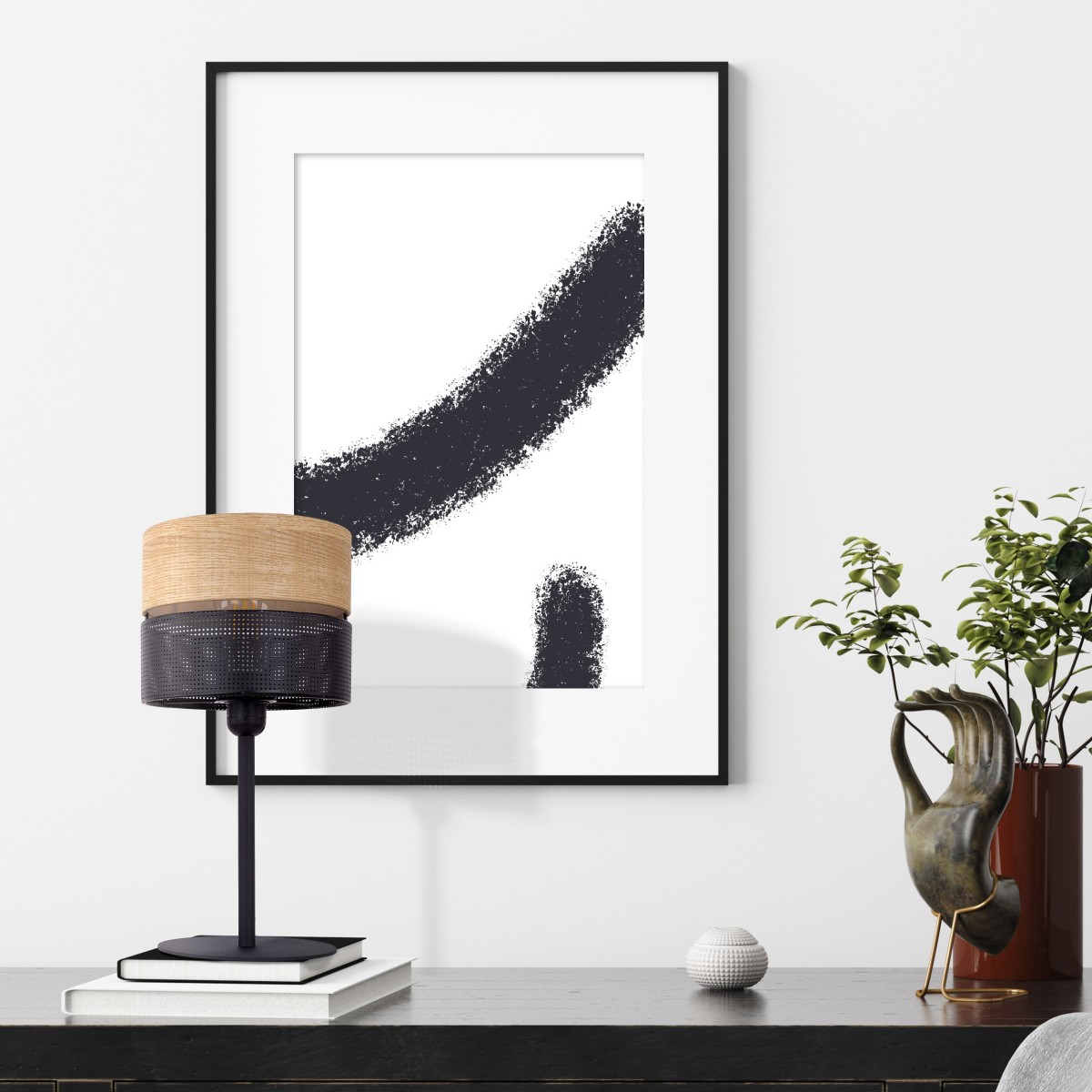 Lampka nocna TK-Lighting NICOL TKL5124 kolor - czarny - brązowy styl Nowoczesny  Boho