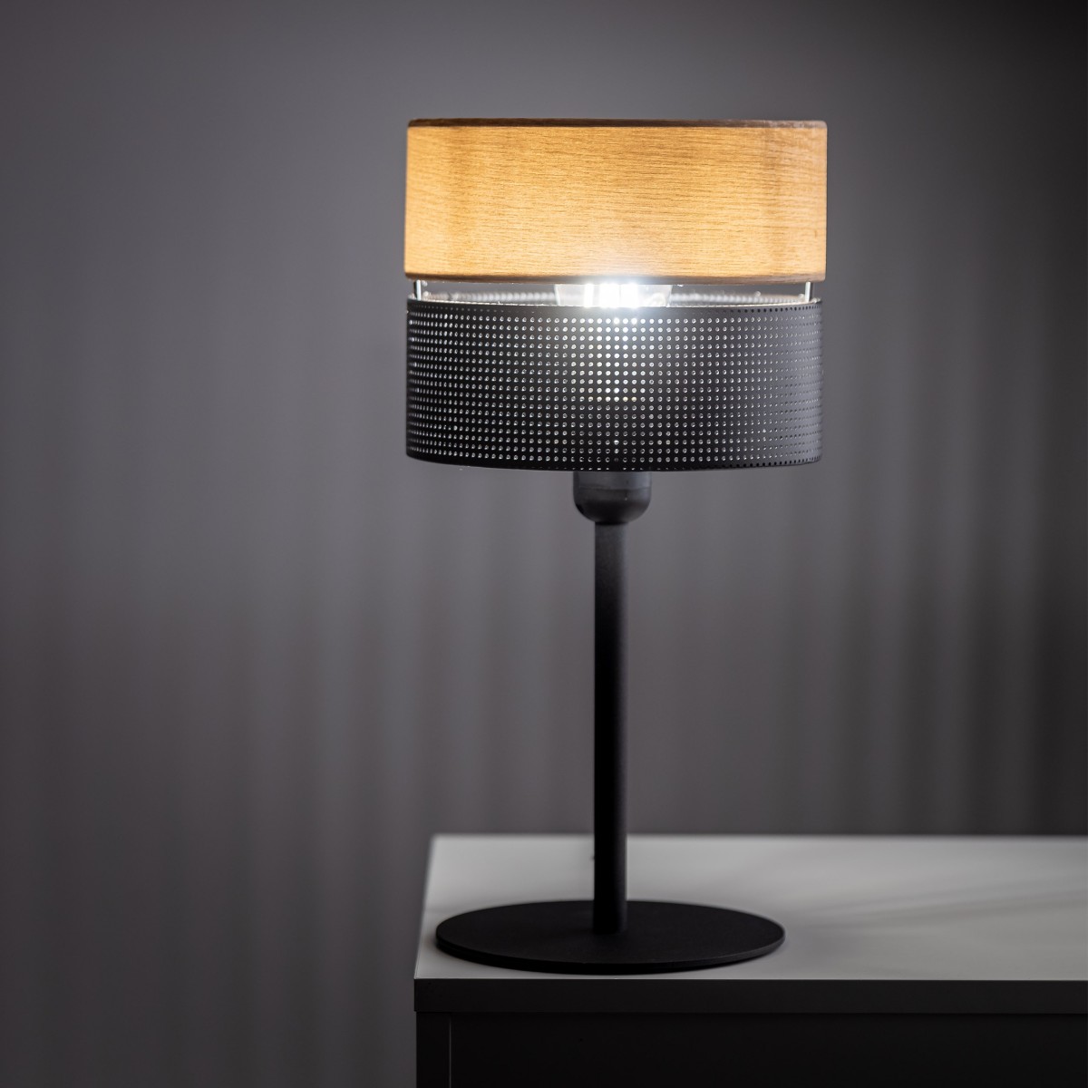 Lampka nocna TK-Lighting NICOL TKL5124 kolor - czarny - brązowy styl Nowoczesny  Boho