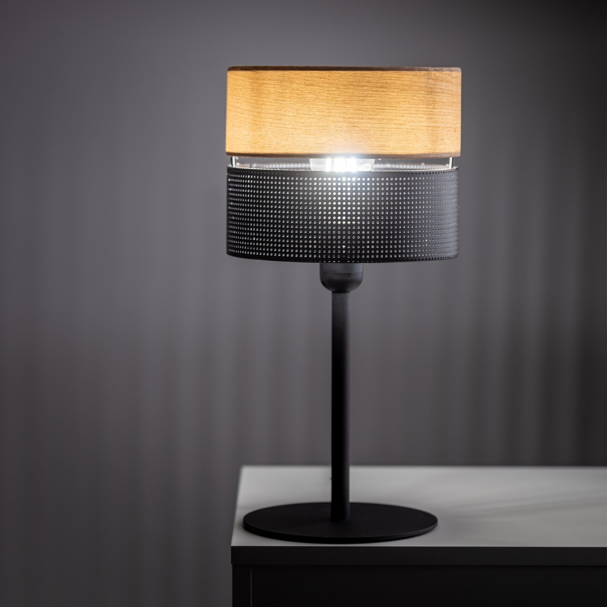 Lampka nocna TK-Lighting NICOL TKL5124 kolor - czarny - brązowy styl Nowoczesny  Boho