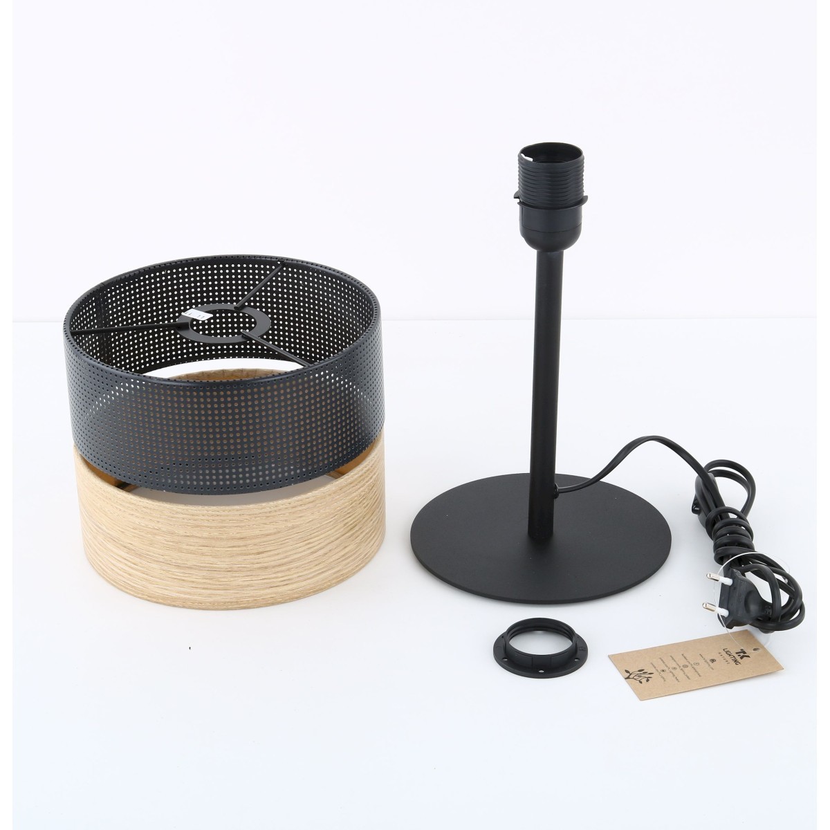 Lampka nocna TK-Lighting NICOL TKL5124 kolor - czarny - brązowy styl Nowoczesny  Boho