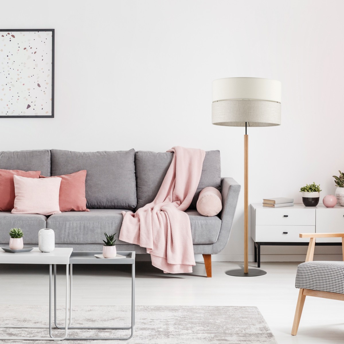 Lampa podłogowa TK-Lighting ECO TKL5597 kolor - sosna - czarny styl Boho  Skandynawski