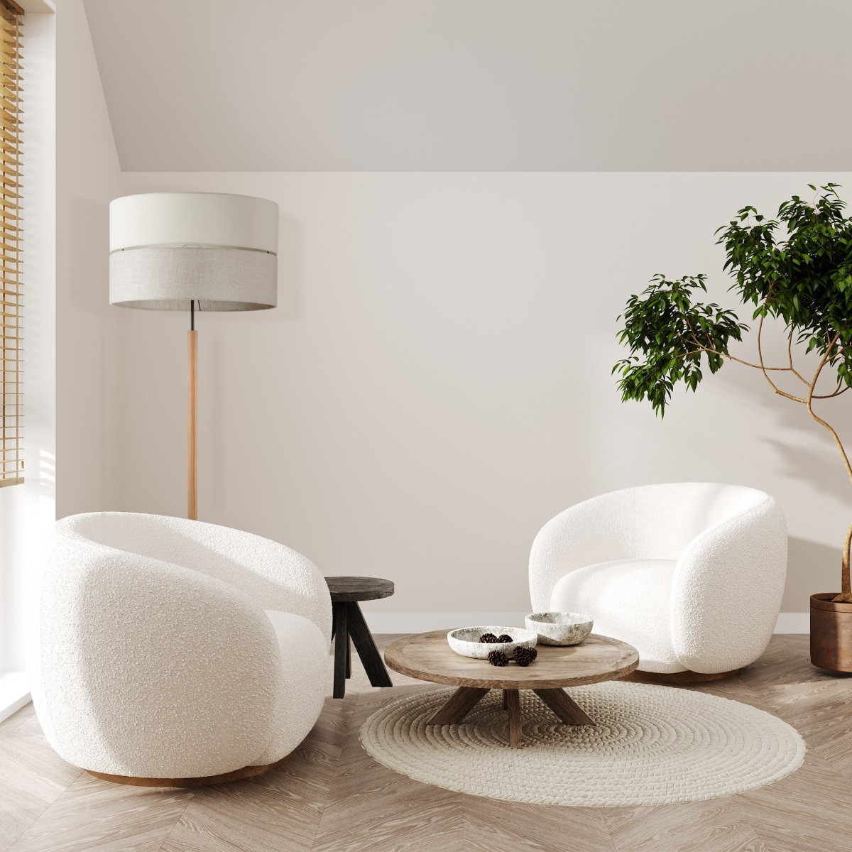 Lampa podłogowa TK-Lighting ECO TKL5597 kolor - sosna - czarny styl Boho  Skandynawski