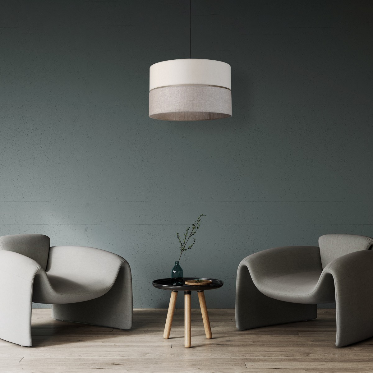 Lampa wisząca TK-Lighting ECO TKL5773  Lampa sufitowa kolor - czarny - len styl Boho  Skandynawski