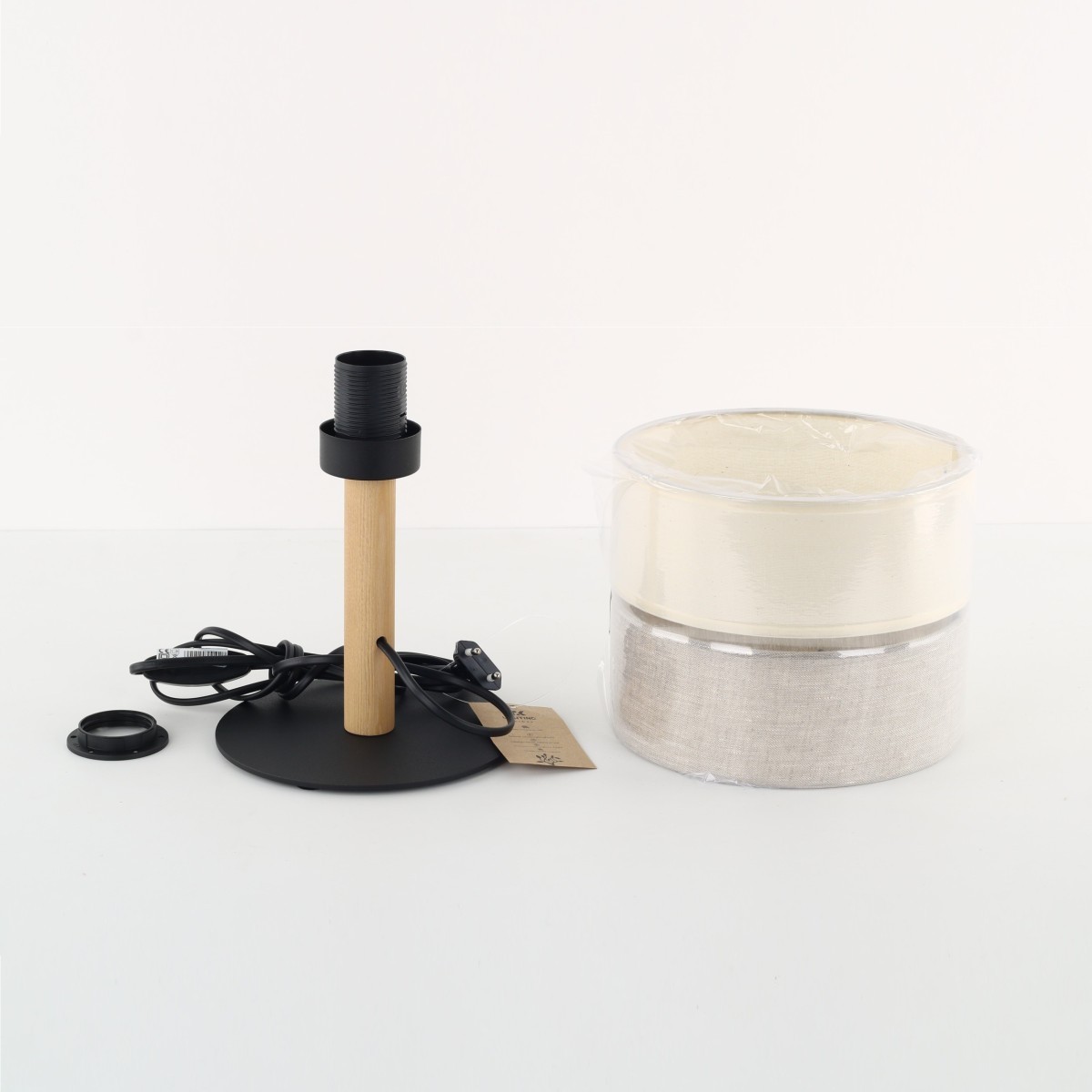 Lampka nocna TK-Lighting ECO TKL5596 kolor - sosna - czarny styl Boho  Skandynawski