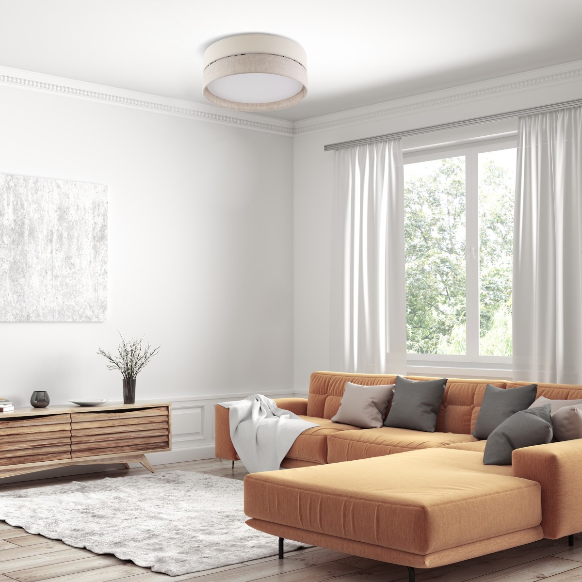 Lampa sufitowa TK-Lighting ECO TKL5775 kolor - biały - len styl Boho  Skandynawski