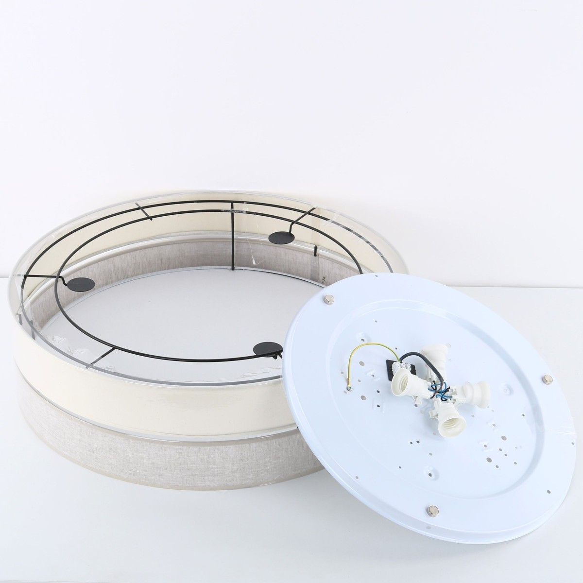 Lampa sufitowa TK-Lighting ECO TKL5774  Lampa ścienna kolor - biały - len styl Boho  Skandynawski