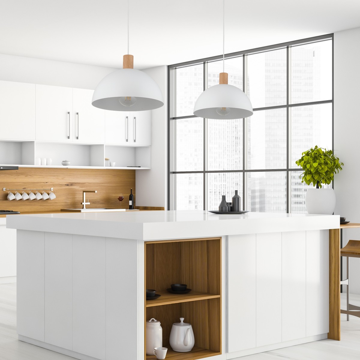 Lampa wisząca TK-Lighting OSLO TKL4851  Lampa sufitowa kolor - biały - sosna styl Nowoczesny  Skandynawski