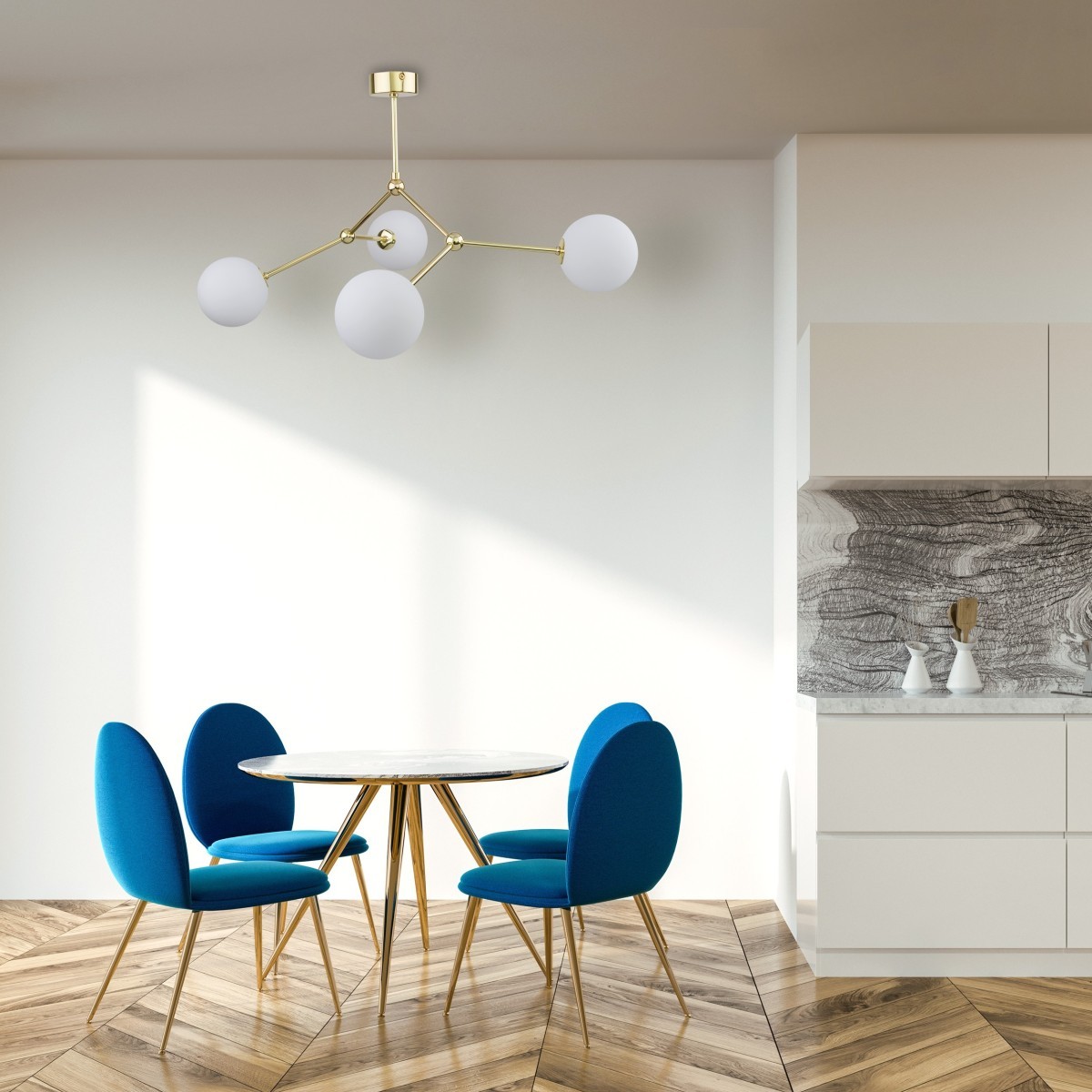 Lampa wisząca TK-Lighting FAIRY TKL6470  Lampa sufitowa kolor - złoty - biały styl Nowoczesny  Glamour