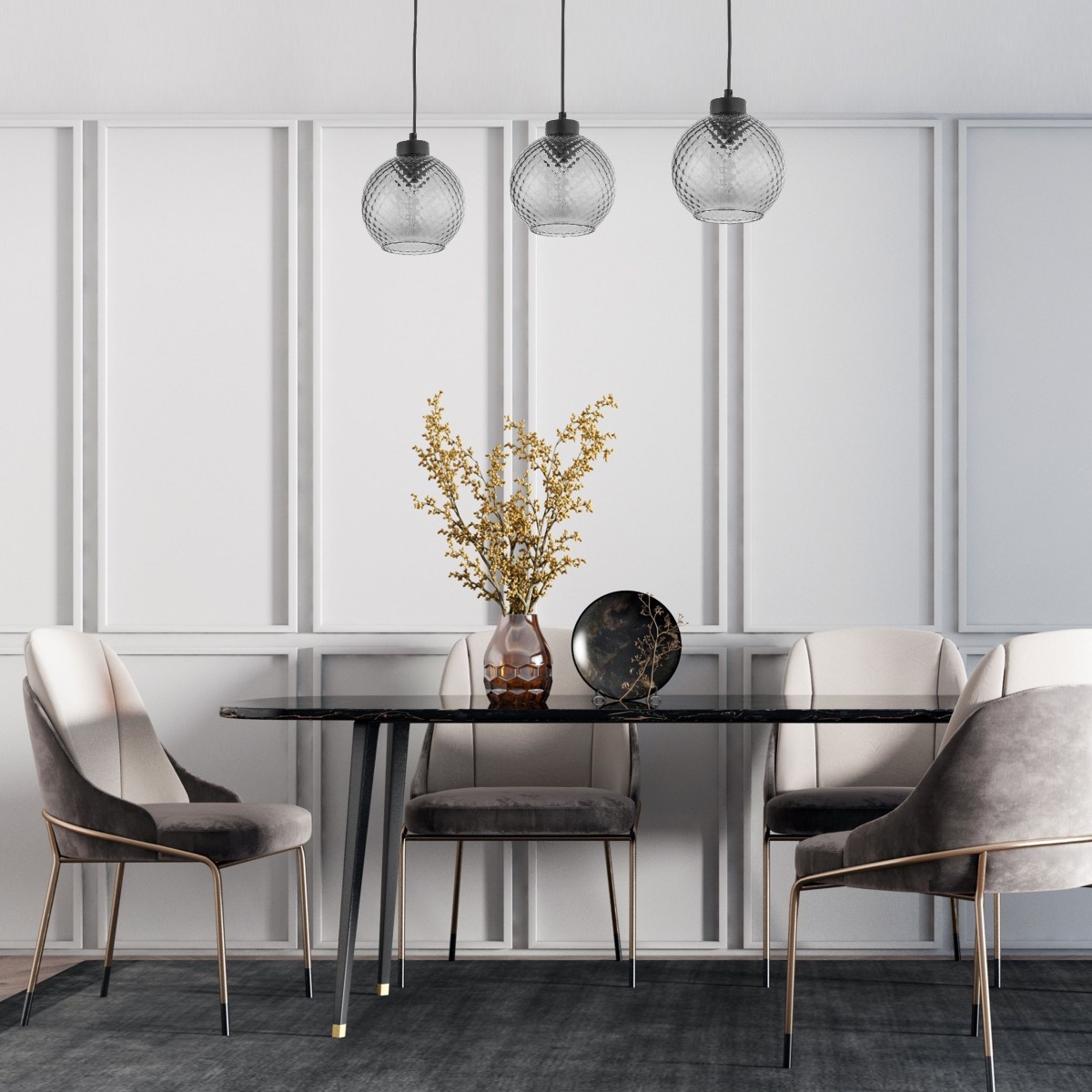 Lampa wisząca TK-Lighting DEVON TKL4628  Lampa sufitowa kolor - czarny - grafitowy styl Glamour  Hampton