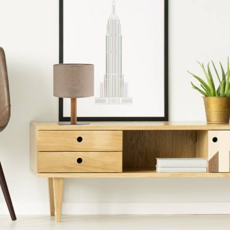 Lampka nocna TK-Lighting DEVA TKL5192 kolor - sosna - czarny styl Skandynawski  Rustykalny