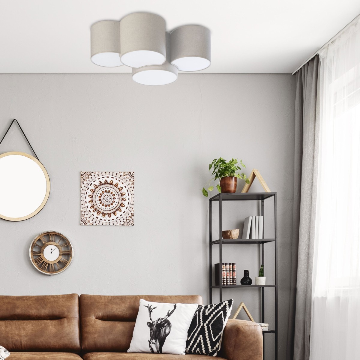 Lampa sufitowa TK-Lighting MONA TKL6592 kolor - biały - len styl Skandynawski