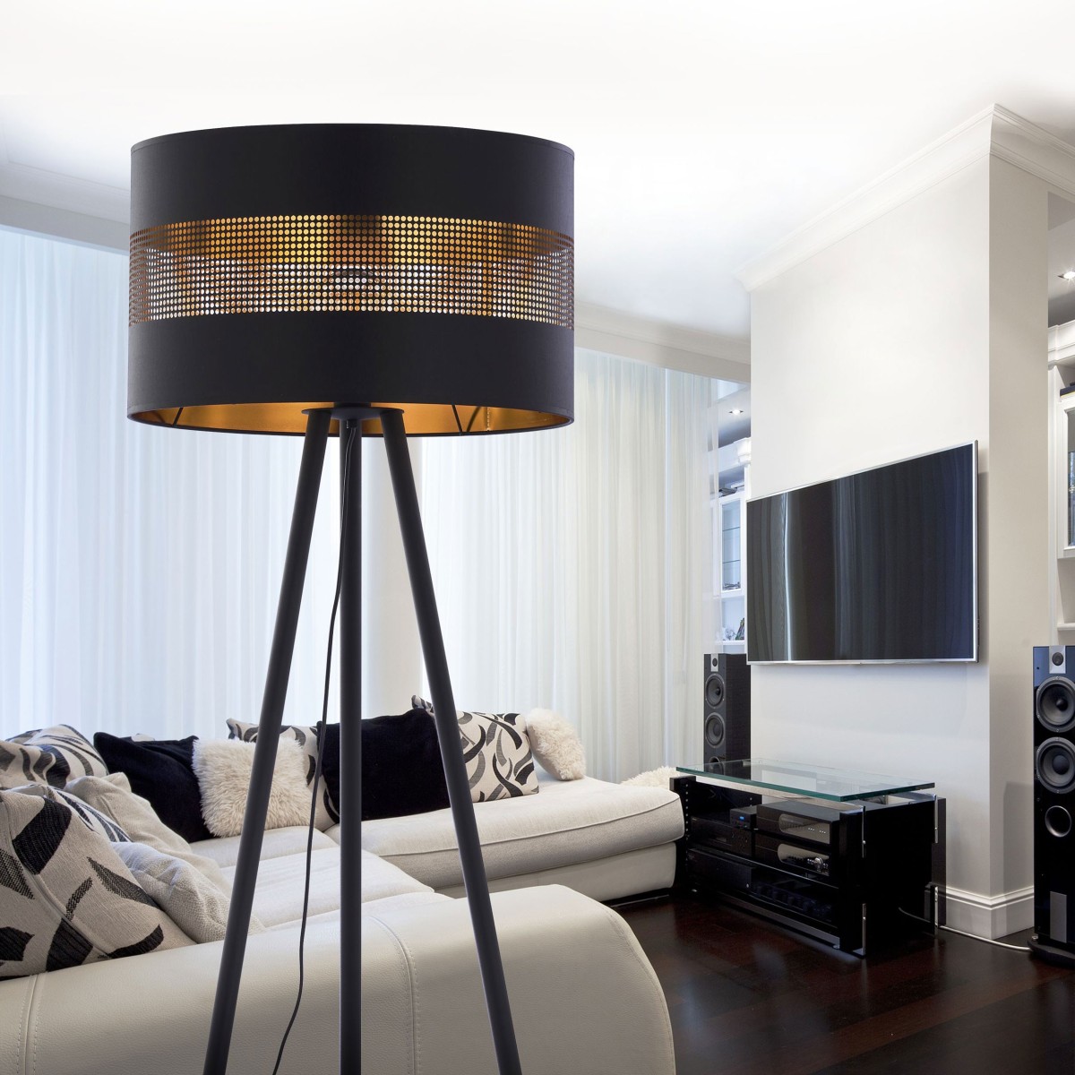 Lampa podłogowa TK-Lighting TAGO TKL5053 kolor - czarny - złoty styl Nowoczesny  Glamour