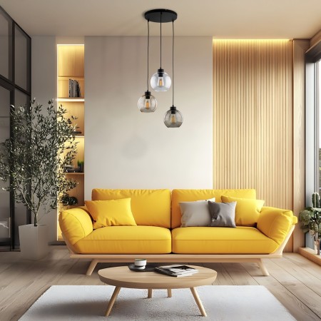 Lampa wisząca TK-Lighting CUBUS TKL2831  Lampa sufitowa kolor - czarny - transparentny styl Nowoczesny