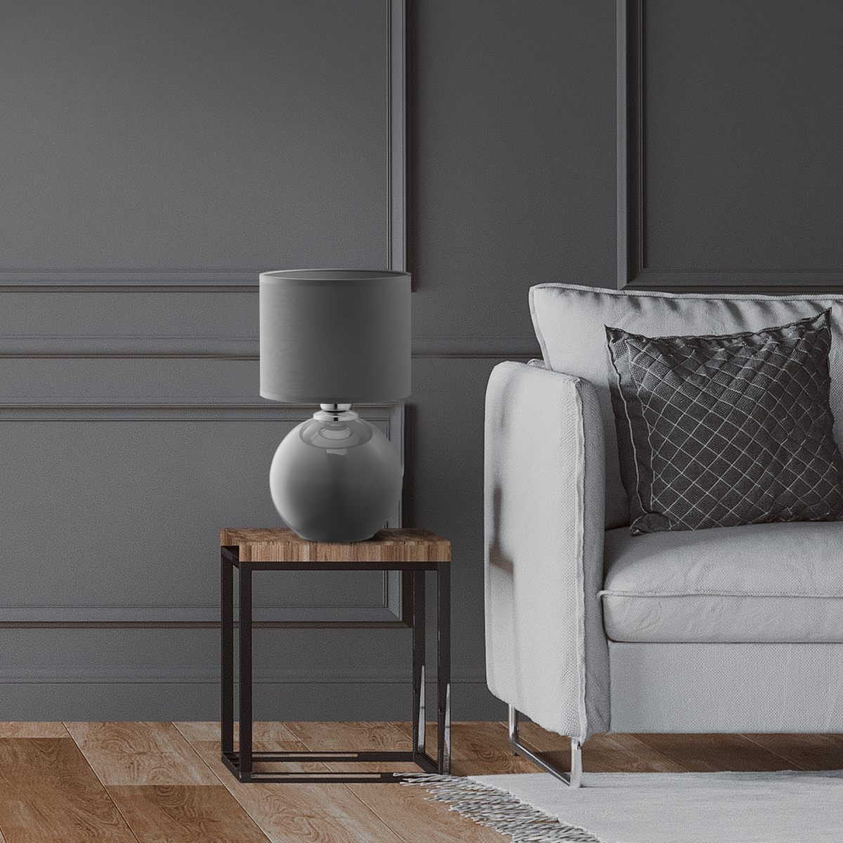 Lampka nocna TK-Lighting PALLA TKL5086 kolor - szary styl Nowoczesny  Glamour