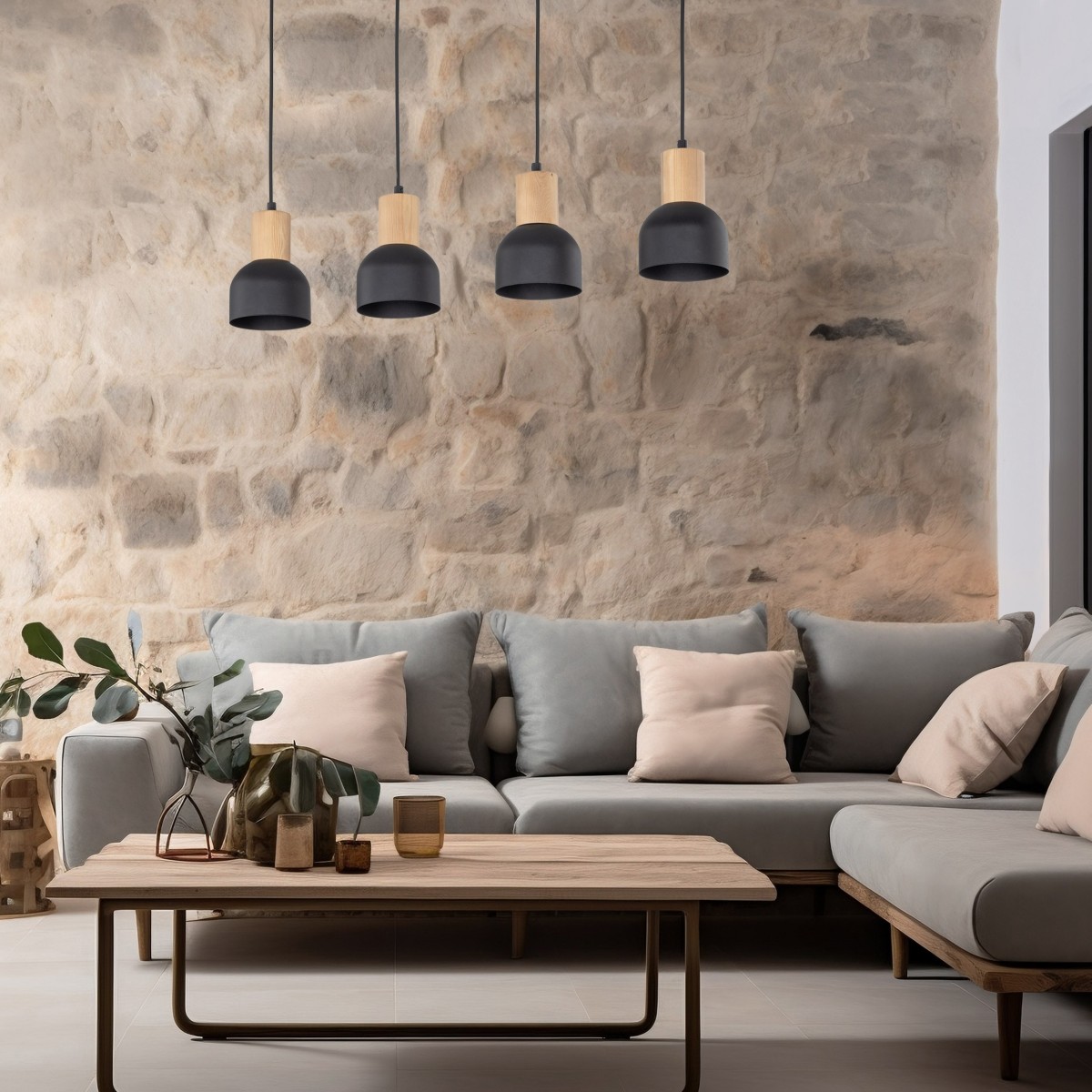 Lampa wisząca TK-Lighting CAIRO TKL4896  Lampa sufitowa kolor - sosna - czarny styl Nowoczesny  Rustykalny