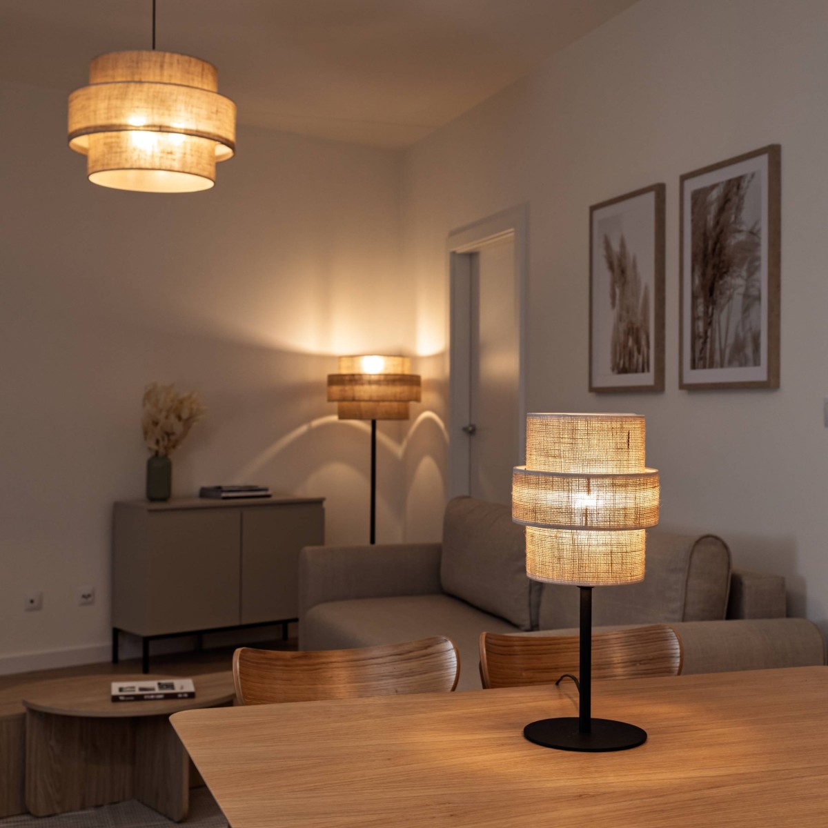 Lampka nocna TK-Lighting CALISTO TKL5404 kolor - czarny - juta styl Nowoczesny  Boho