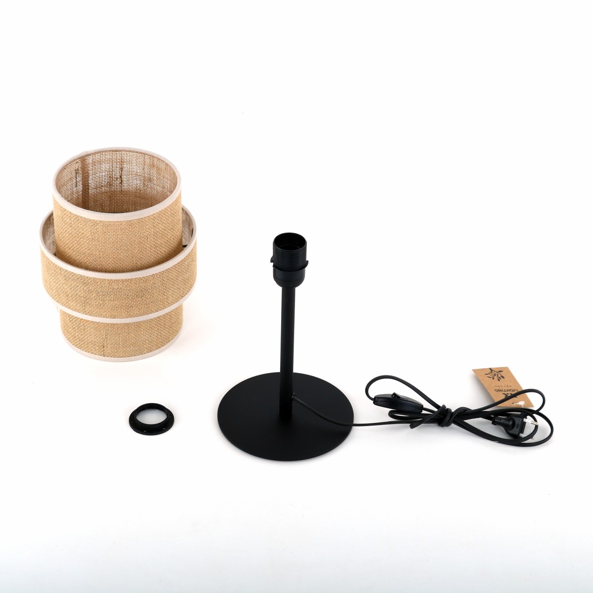 Lampka nocna TK-Lighting CALISTO TKL5404 kolor - czarny - juta styl Nowoczesny  Boho