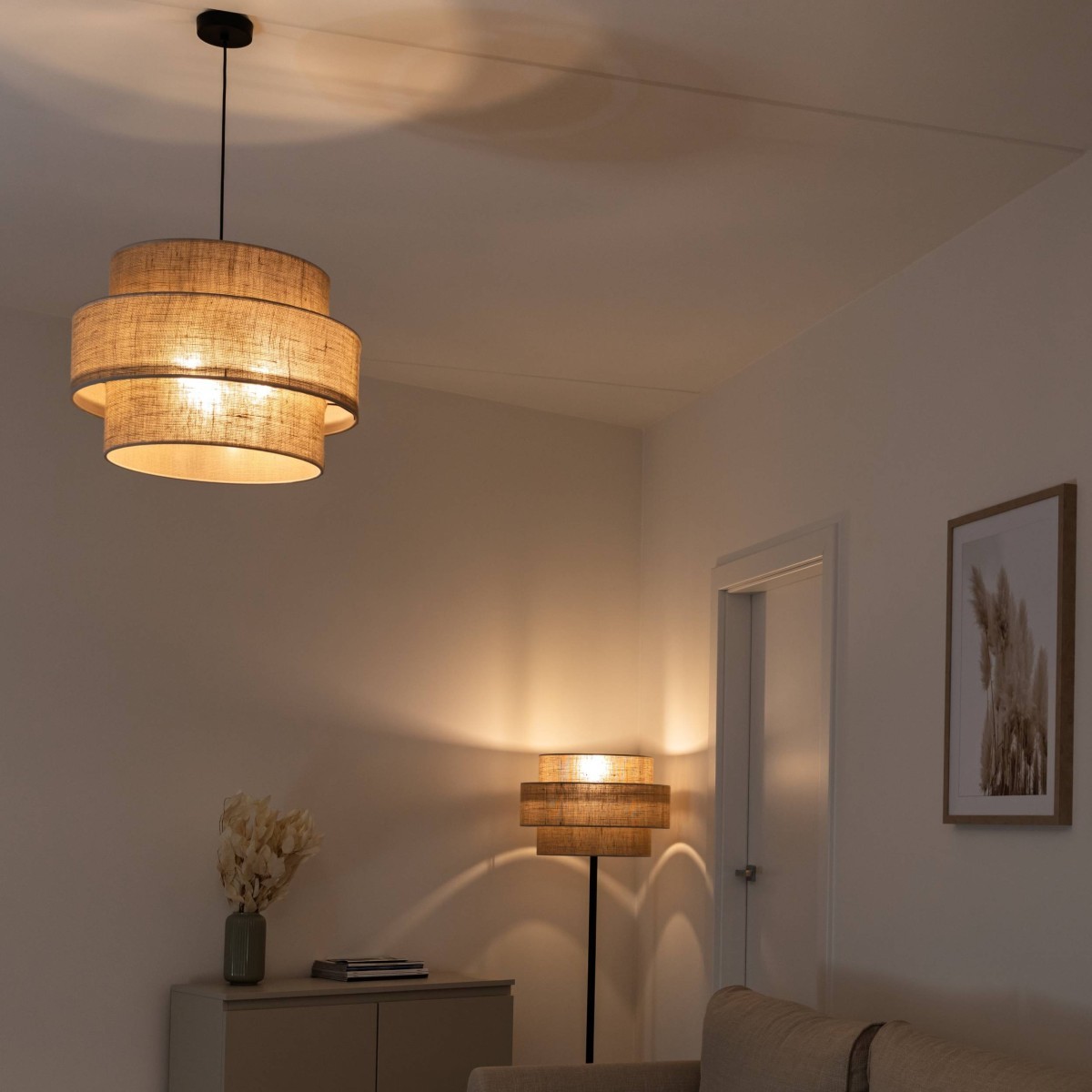 Lampa wisząca TK-Lighting CALISTO TKL5402 kolor - czarny - juta styl Nowoczesny  Boho