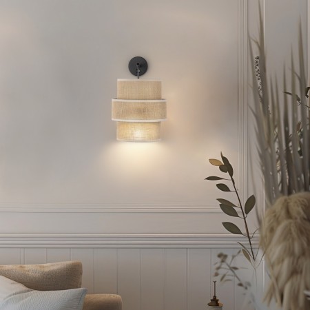 Kinkiet TK-Lighting CALISTO TKL5400 kolor - czarny - juta styl Nowoczesny  Boho