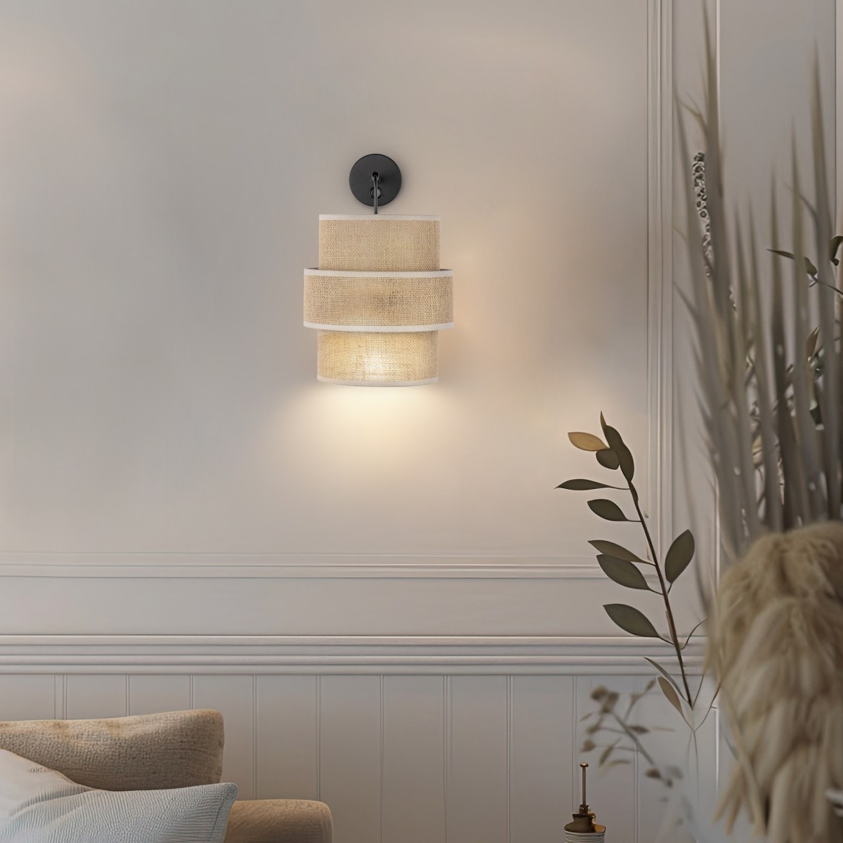 Kinkiet TK-Lighting CALISTO TKL5400 kolor - czarny - juta styl Nowoczesny  Boho