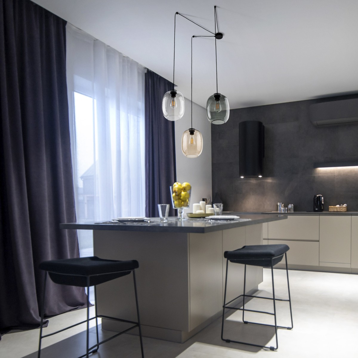 Lampa wisząca TK-Lighting ELIO TKL5972  Lampa sufitowa kolor - czarny - transparentny styl Nowoczesny  Skandynawski