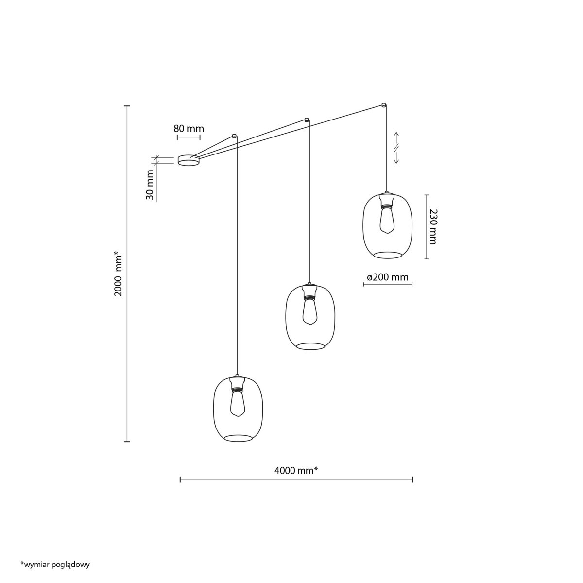 Lampa wisząca TK-Lighting ELIO TKL5972  Lampa sufitowa kolor - czarny - transparentny styl Nowoczesny  Skandynawski