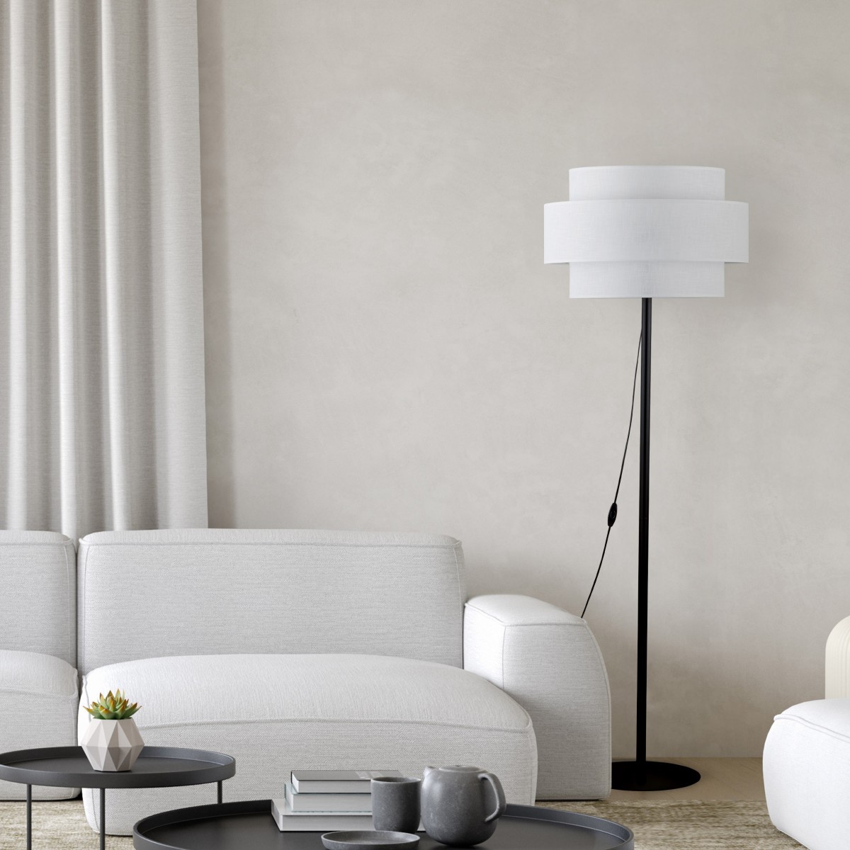 Lampa podłogowa TK-Lighting CALISTO TKL5894 kolor - czarny - biały styl Nowoczesny  Skandynawski