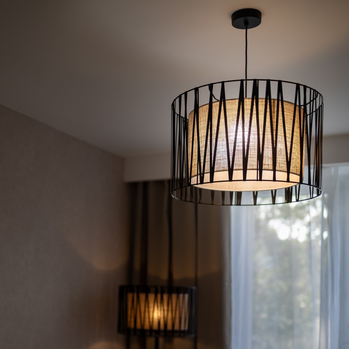 Lampa wisząca TK-Lighting HARMONY TKL4562  Lampa sufitowa kolor - czarny - juta styl Nowoczesny  Klasyczny