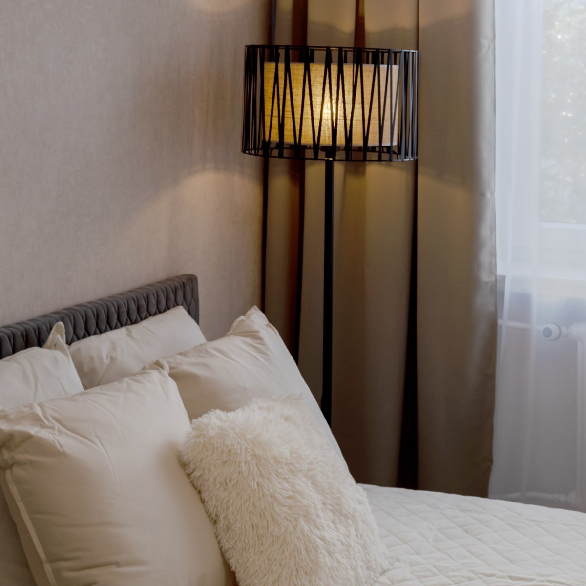 Lampa podłogowa TK-Lighting HARMONY TKL5890 kolor - czarny - juta styl Nowoczesny  Klasyczny