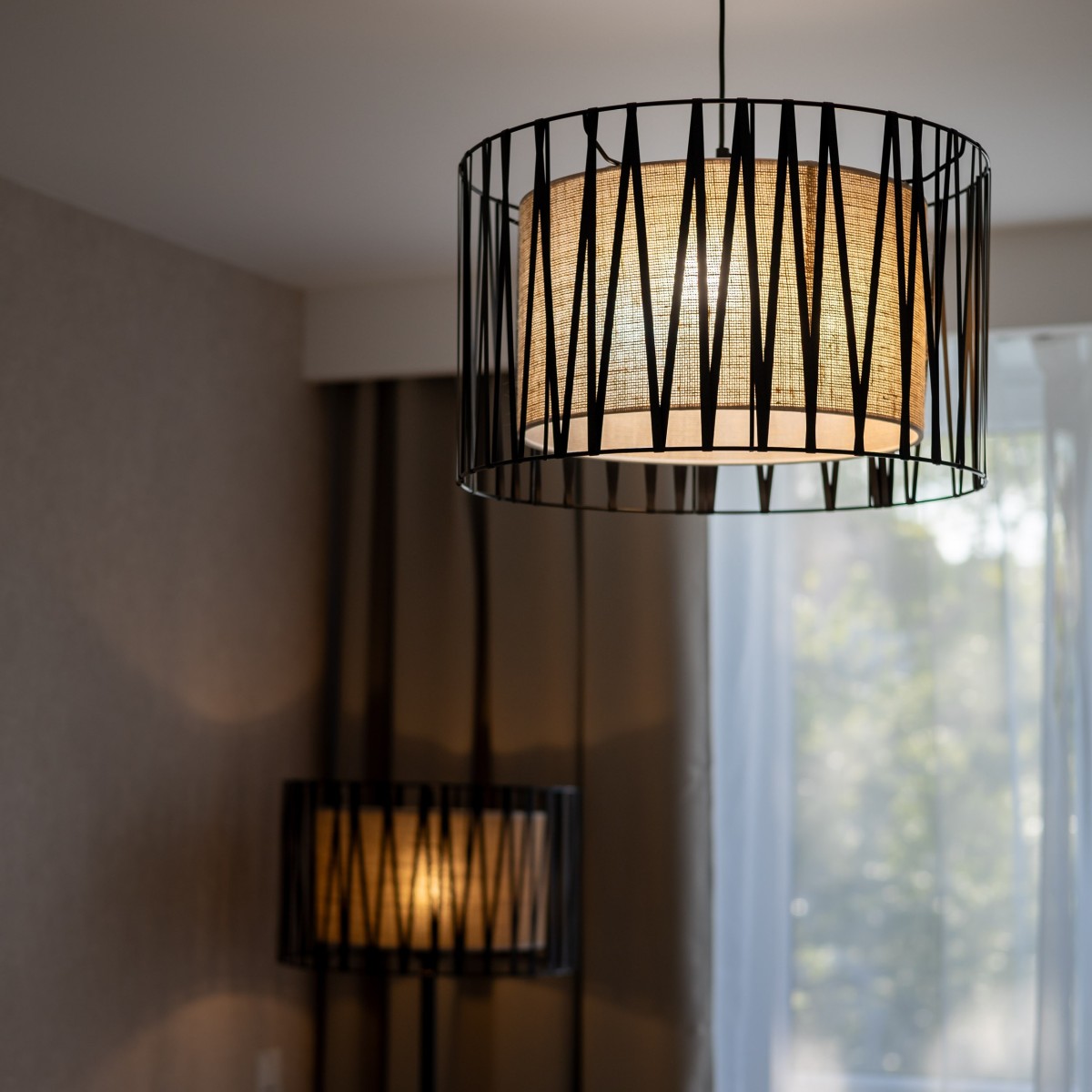 Lampa podłogowa TK-Lighting HARMONY TKL5890 kolor - czarny - juta styl Nowoczesny  Klasyczny