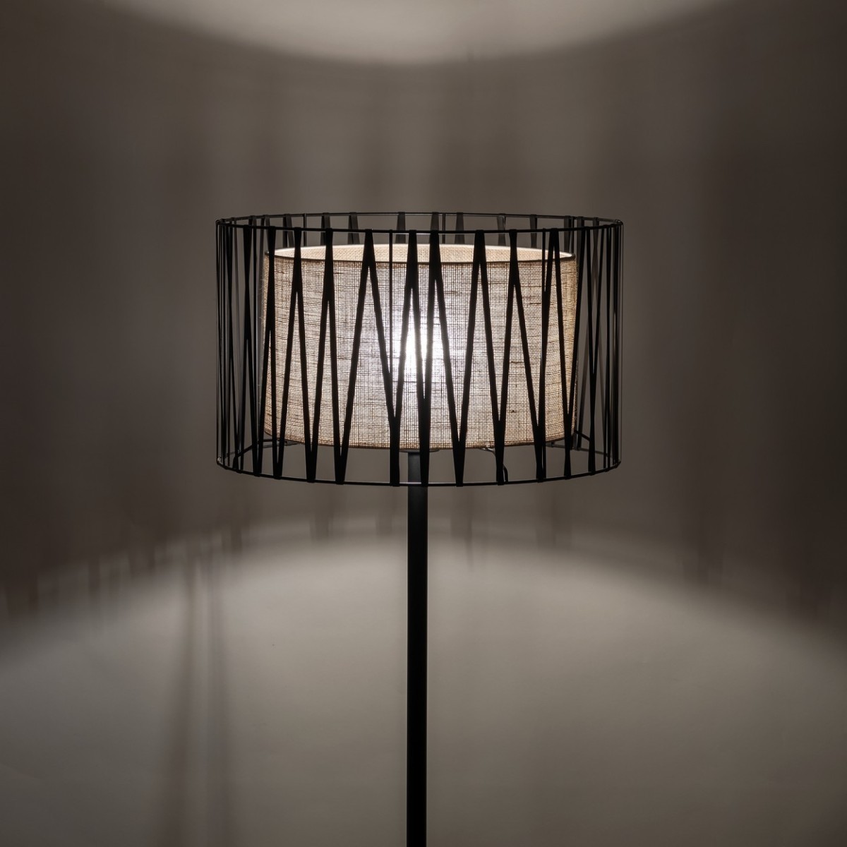 Lampa podłogowa TK-Lighting HARMONY TKL5890 kolor - czarny - juta styl Nowoczesny  Klasyczny