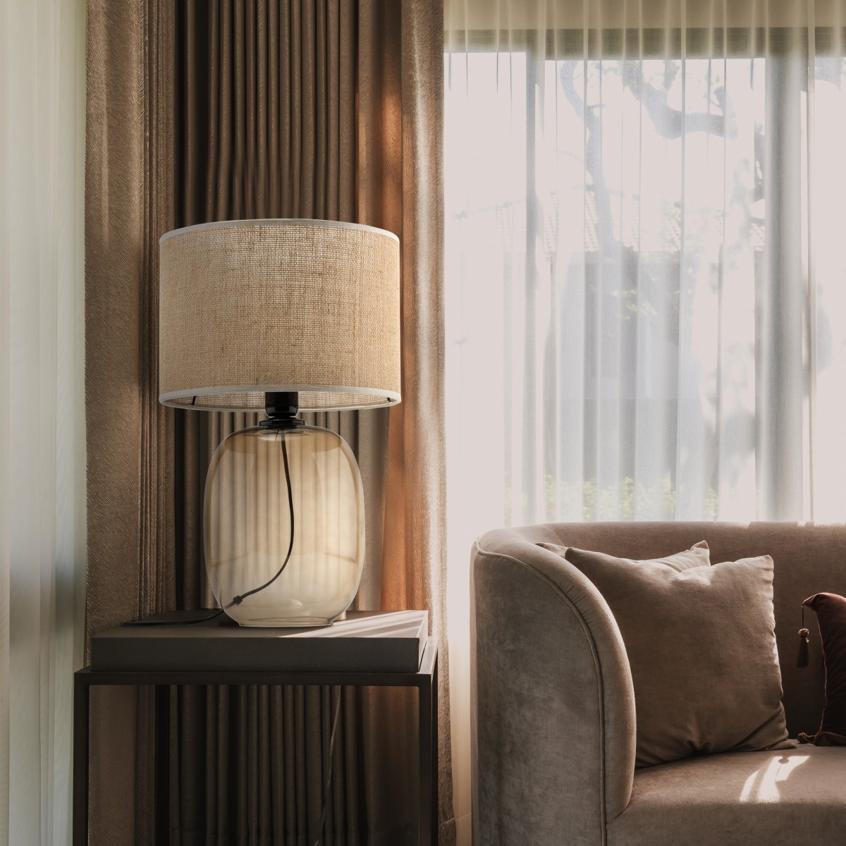 Lampka nocna TK-Lighting MELODY TKL5986 kolor - topaz - juta styl Nowoczesny  Boho